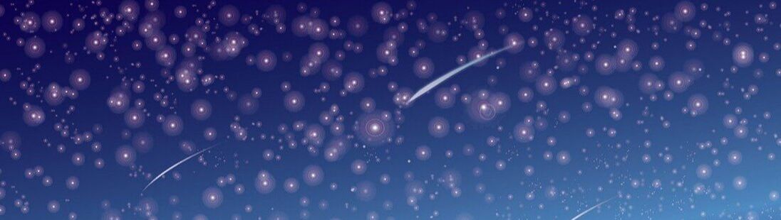 An illustration of a starry nigh sky with several shooting stars.